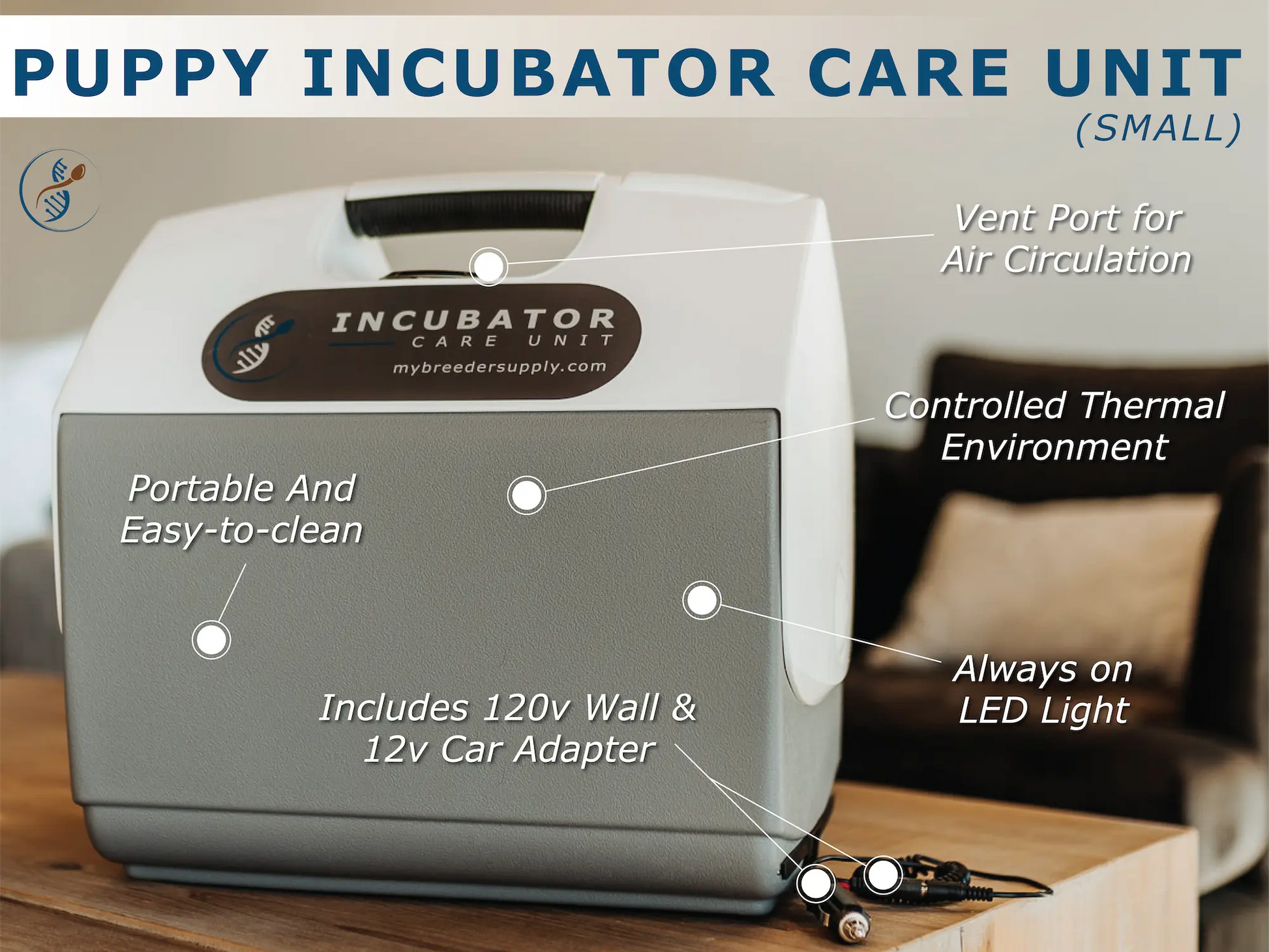 Portable puppy incubator care unit